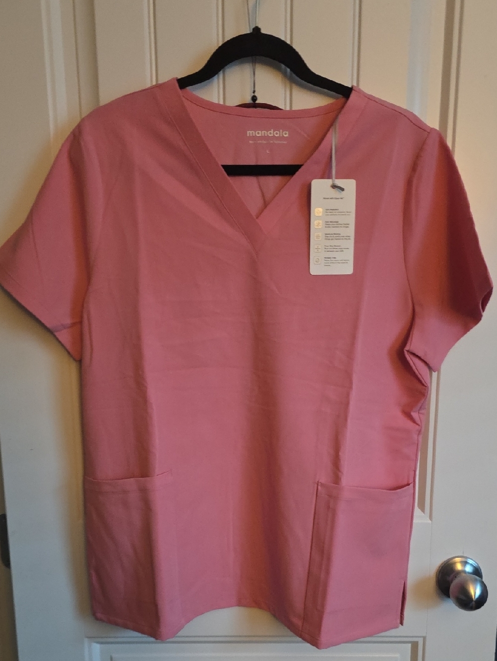 Mandala Women's Pink V-Neck Scrub Top